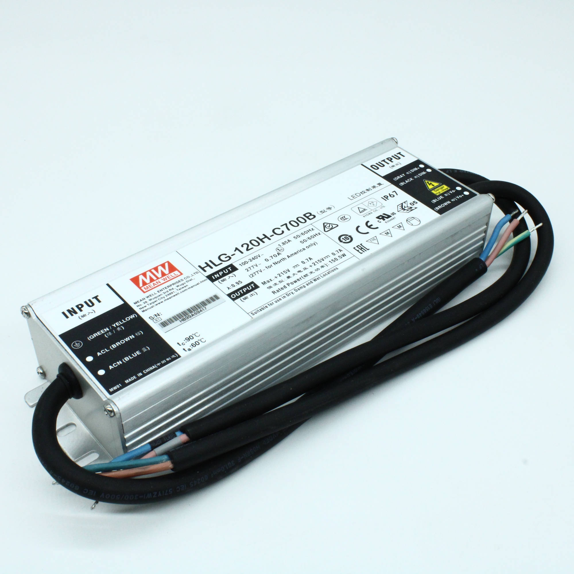 HLG-120H-C700B - Источник электропитания светодиодов 150.5Вт в корпусе с 7 выводами