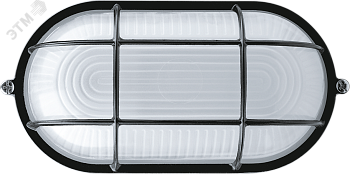 Светильник НПП-60w термостойкий овальный с решеткой IP54 черный 14722