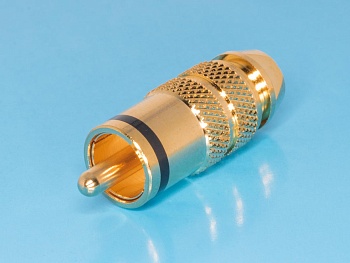 RPC-3GT-B - Разъем RCA-тюльпан, вилка на кабель, позолоченный, изолятор тефлон, черный