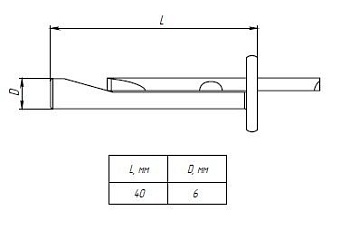 Анкер-клин М6х40мм aklm6x40