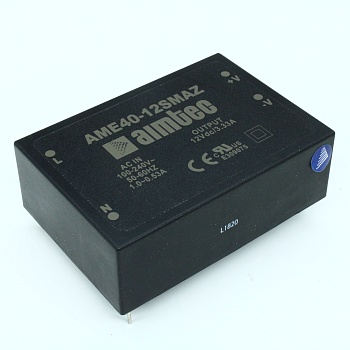 AME40-5SMAZ - AC/DC, 40Вт, вход 90…264В, выход 5В/8А, изоляция 4000В AC, КПД 80%, максимальная емкостная нагрузка не более 8200мкФ, 90.5x63x30мм, -40…85°C, пластик