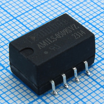 AM1LS-0509SVZ - DC/DC, 1Вт, вход 4.5…5.5В, выход 9В/0.11А, изоляция 1500В DC, КПД 83%, максимальная емкостная нагрузка не более 1000мкФ, для поверхностного монтажа, 13.2x11.4x7.25мм, -40…105°C, пластик