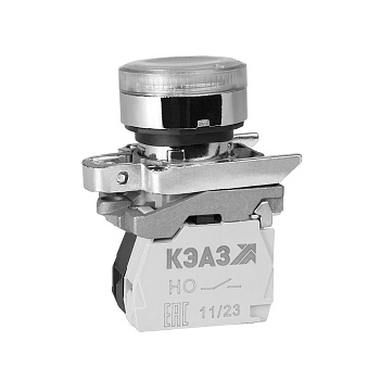 Кнопка КМЕ4510мЛС-24В-белый-1но+0нз-цилиндр-индикатор-IP54 275182