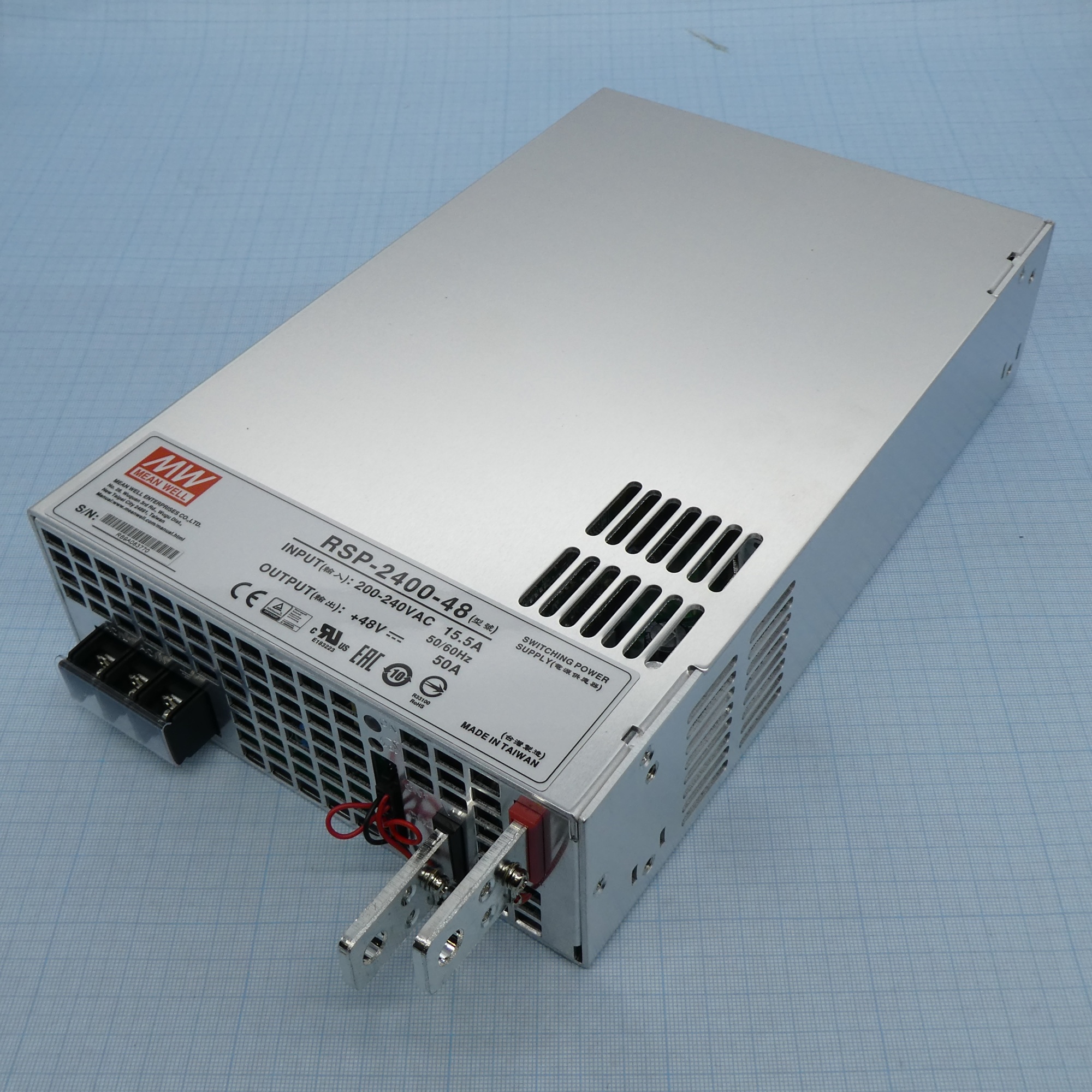 RSP-2400-48 - AC-DC, 2400Вт, вход 180…264V AC, 47…63Гц /354…370В DC, выход 48В/50A, рег. вых 43…56В,  изоляция 3000В AC, в корпусе 278х177.8х6..5мм, -20…+70°С