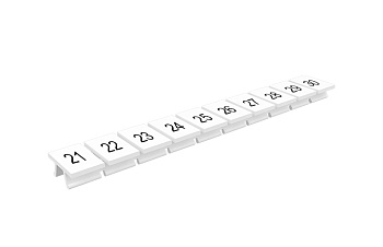 Маркировка  310801/21...30 - Маркировочные шильдики для клемм TU/TP/TC, сечением 10 мм кв., 10 шильдиков, нанесенные символы: 21…30, с горизонтальным, расположением, цвет белый