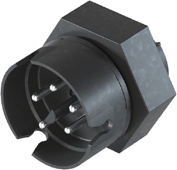 Разъем RST08i5 S S1 M02H SW - Вилочный разъем в панель М16,6, IP68(69k), 5 полюсов, цвет: черный, номинальные характеристики: 250V/400V 8A, серия gesis RST MICRO