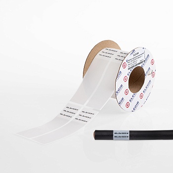 Маркер самоламинирующийся MSL-25x100/25-W  2 ряда - Маркер для проводов и кабелей, длина 100 мм, ширина 25 мм, цвет белый, 2 ряда, для принтера: RT200, RT230, в упаковке 600 маркеров