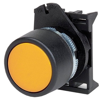 Кнопка плоская прозрачная без фиксации, желтая ABHLR3