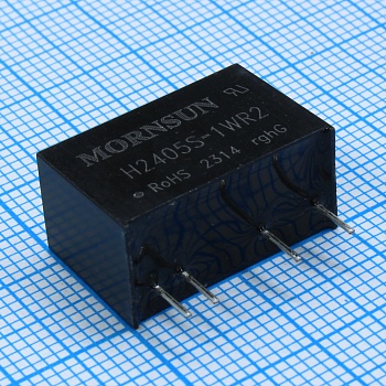 H2405S-1WR2 - Преобразователь DC/DC на печатную плату 1Вт, вход 24(21.6…26.4)В, выход 5В/200мА, изоляция 6000В DC, КПД 81% -40…+85°C