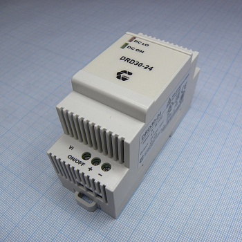 DRD30-24 - DC-DC, DIN-рейка, 30Вт, вход 10…36В, выход 24В/1.24А, изоляция 1500В DC,  91х36х56.5мм, -40°С…+71°С