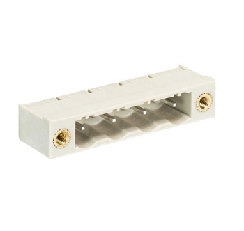 Вилка Wiecon 8313 S / 4 WF OB - Вилочный разъем, горизонтальный, на плату, с монтажными фланцами, шаг 7,5 мм, 4 полюса, фиксация на плате пайкой, 690V, 12А, без маркировки, цвет: серый, серия 8313 S WF