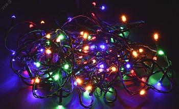 Гирлянда "Нить" 10м 100LED RGB IP20 провод зел. 230В с контроллером 8 режимов LGDB110-3-100-10-G-S-20
