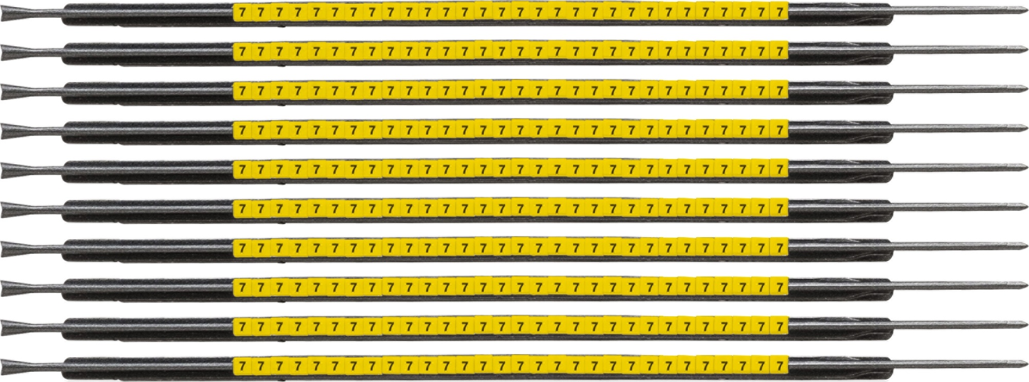 brd333057 - SCNG-05-7 клипсы жёлтые, 300шт/упак, для провода 1,4-1,8мм диаметра, легенда 7