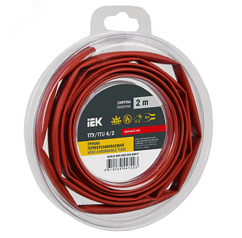 Трубка термоусадочная ТТУ нг-LS 4/2 красн. (уп.2м) UDR12-004-002-002-K04-T