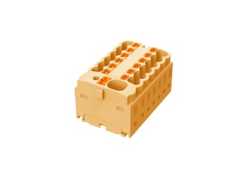 Распределительный блок TPA4/1.5-13-OG - Блок распределения потенциала, 13 точек подключения, тип фиксации провода: push-in, номинальное сечение: 1,5/4 мм кв., 32A, 450V, цвет: оранжевый