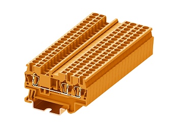 Проходная клемма TC2.5-3-OG - Проходная клемма, 3 точки подключения, пружинный, номинальное сечение: 2,5 мм кв., 24A, 500V, ширина: 5,2 мм, цвет: оранжевый, тип монтажа: DIN 35