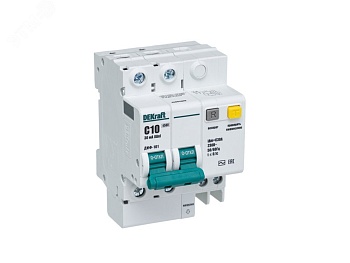 Выключатель автоматический дифференциального тока 2п C 10А 30мА тип AC 4.5кА ДИФ-101 4.5мод. 15002DEK