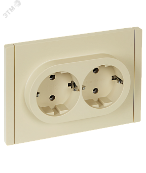 FORTE&PIANO Розетка 2-местная с заземлением без защитных шторок безвинтовое крепление 16А FP424 ваниль IEK FP-R21-16-1-K10