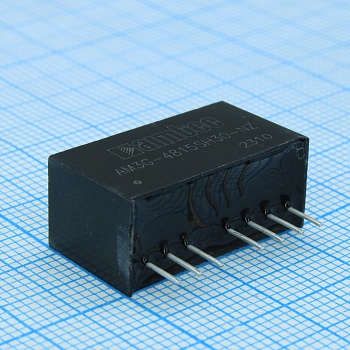 AM3G-4815SH30-NZ - DC/DC, 3Вт, вход 36…75В, выход 15В/0.2А, изоляция 3000В DC, КПД 84%, максимальная емкостная нагрузка не более 470мкФ, вход On/Off, SIP8, 22x9.5x12мм, -40…100°C, пластик