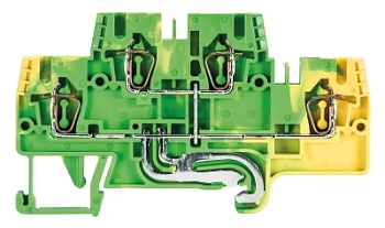 Клемма этажн. заземл. WKFN 2,5 E/SL/35 - 2-х этажная, заземляющая клемма, тип фиксации провода: пружинный, номинальное сечение: 2,5 мм кв., 500V, ширина: 5 мм, цвет: желто-зеленый, тип монтажа: DIN 35