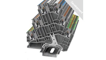 Этажная клемма DSS2.5-3L-L/N/PE-01P-11 - Этажная клемма, маркировка этажей: L/N/PE, тип фиксации провода: Push-in, номинальное сечение: 2.5 мм кв., 20A, 500V, ширина: 5,2 мм, цвет: серый, втычная перемычка, тип монтажа: DIN35