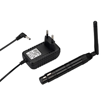 Усилитель SMART-DMX-Receiver Black (5V, XLR3 Male, 2.4G) 028417 - Беспроводной приёмник (усилитель) сигнала DMX512. Вход - радиосигнал 2.4G, выход DMX512. Разъем XLR3 Male, питание DC 5V (укомплектован адаптером). Максимальное расстояние между передатчико
