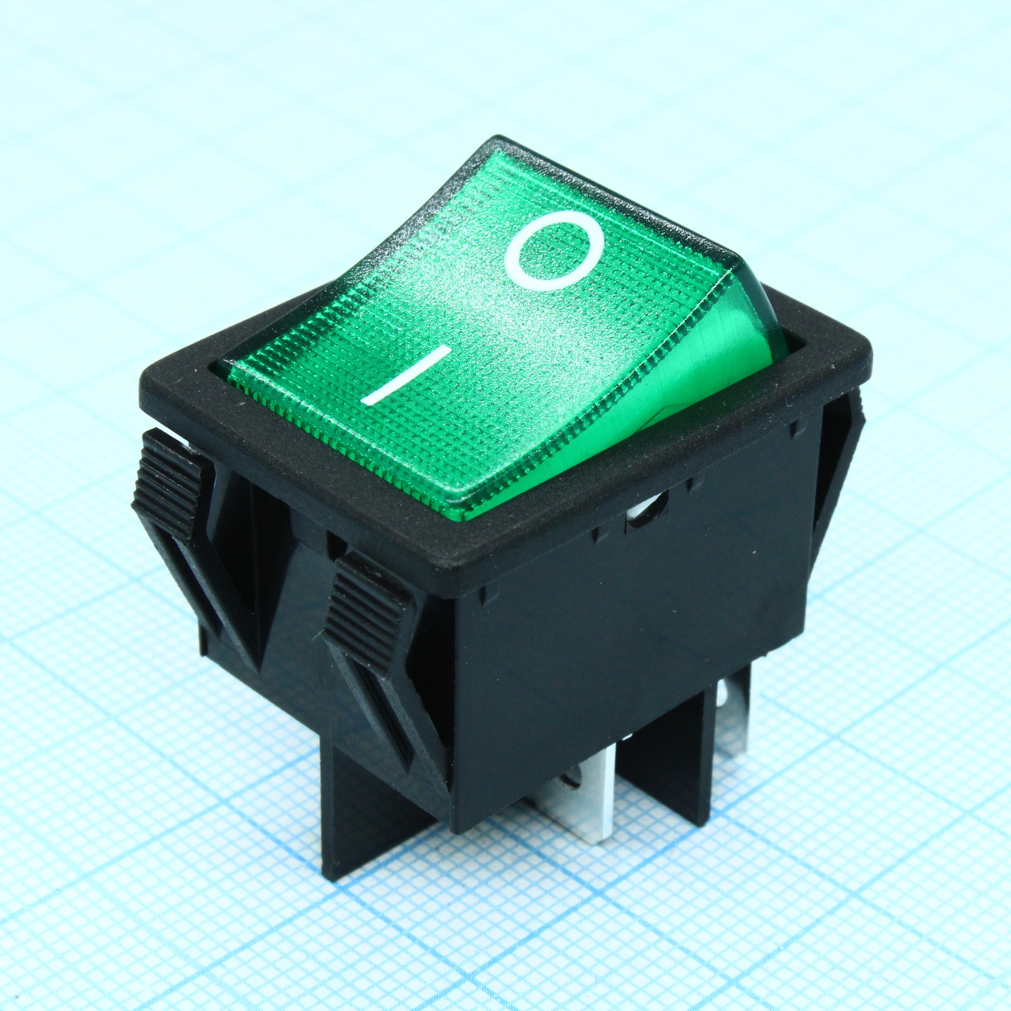 R51-5BGNBT-G - Выключатель клавишный  16А 250В ON-OFF 4 Pin -зеленый-