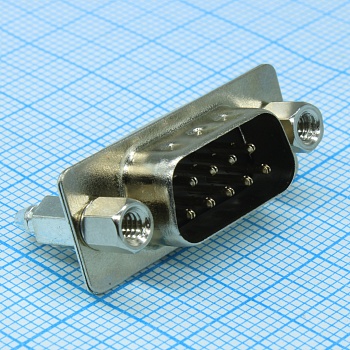 DS1034-09MBNSI44 - Разъем D-Sub, вилка на плату, 9 контактов, вертикальный / чёрный