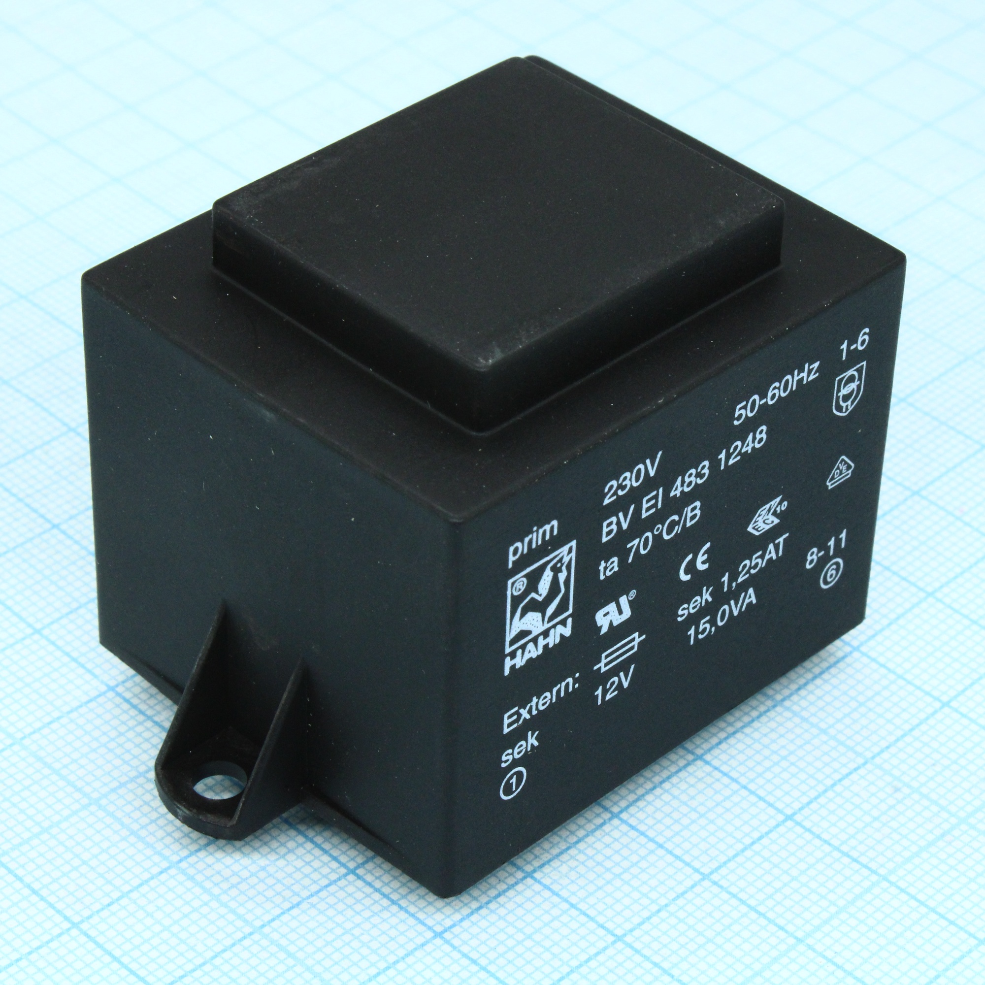 BV EI 483 1248 - Трансформатор питания 15ВА 230В 12В 1250мА 70/B (24)