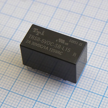 TRSB-5VDC-SB-L15-R - Катушка: 5 В 0,15 Вт 167 Ом Контакты: 2 переключающих 2 А 125 В перем. Материал: AgNi+Au Габариты 20,2х10,0х11,5 мм