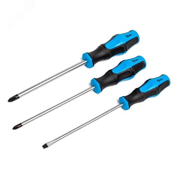 Отвертка PZ1*100 серия Мастер - для слесарно-монтажных работ. Анатомическая двухкомпонентная рукоятка с выемками под пальцы для удобства работы, хром-ванадиевая сталь