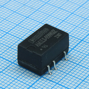 AM1LS-0509SJZ - DC/DC, 1Вт, вход 4.5…5.5В, выход 9В/0.012…0.111А, изоляция 1500В DC, КПД 80%, максимальная емкостная нагрузка не более 470мкФ, для поверхностного монтажа, 13.2x11.4x7.25мм, -40…105°C, пластик