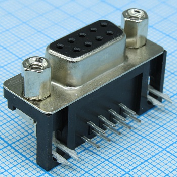 2311765-1 - Соединитель D-Sub 9 контактов угловой монтаж в отверстие 9 терминалов 1 порт
