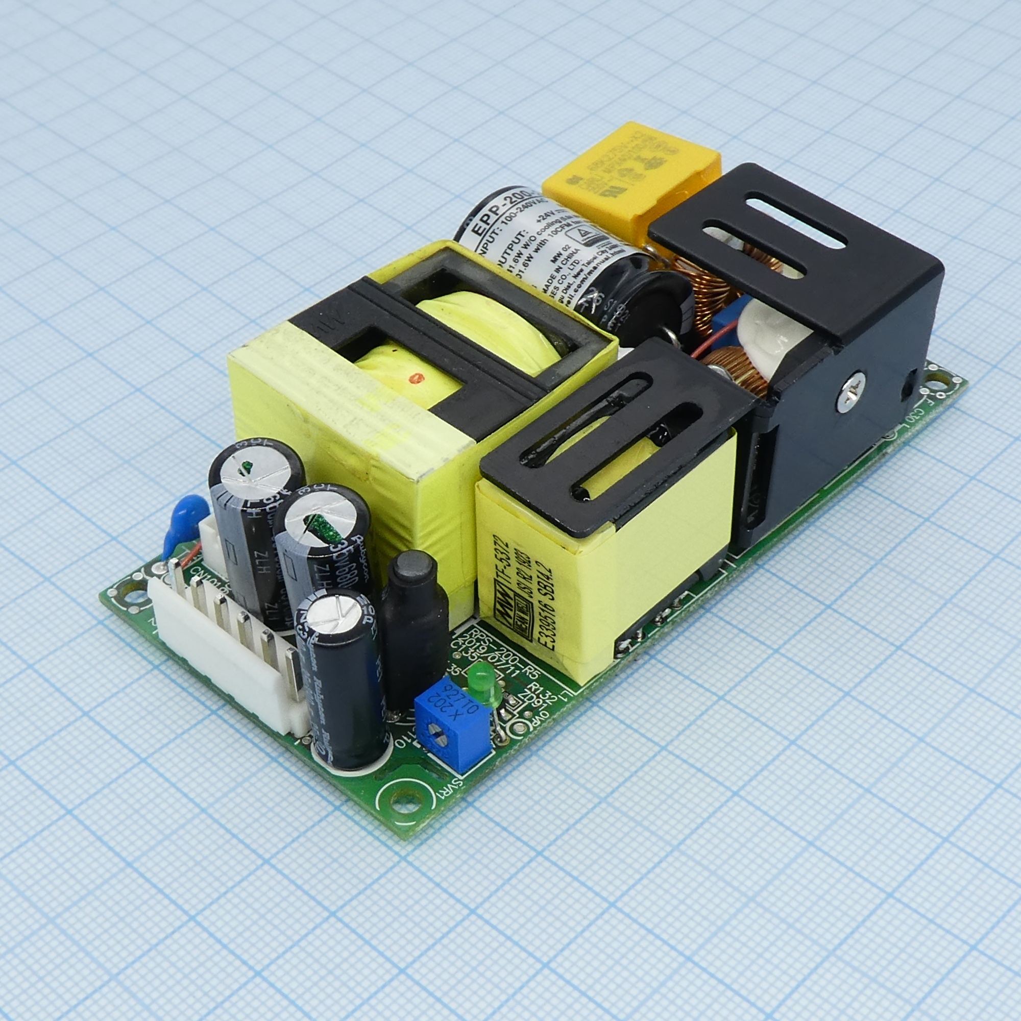 EPP-200-24 - AC-DC, 141.6Вт (вент. 201.6Вт), ККМ, вход 80…264V AC, 47…63Гц /113…370В DC, выход 24В/5.9A (вент. 8.4), рег. вых 22.8…25.2В, изоляция 3000В AC, открытая плата 101.6х50.8х29мм, -30…+70°С, доп. выход 12В/0.5А