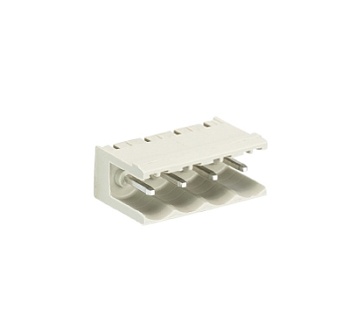 Вилка Wiecon 8113 S / 4 W OB GR OF - Вилочный разъем, горизонтальный, без боковых стенок, на плату, шаг 5 мм, 4 полюса, фиксация на плате пайкой, 400V, 12А, без маркировки, цвет: серый, серия 8113 S WOF