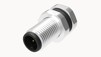 Вилочный разъем SP-M5A-03P-MM-SF7001 - Вилочный разъем в панель, 3 полюса, M5, гайка спереди, фиксация провода пайкой, A-Code, 1A, 60V, M5*0.5, металл