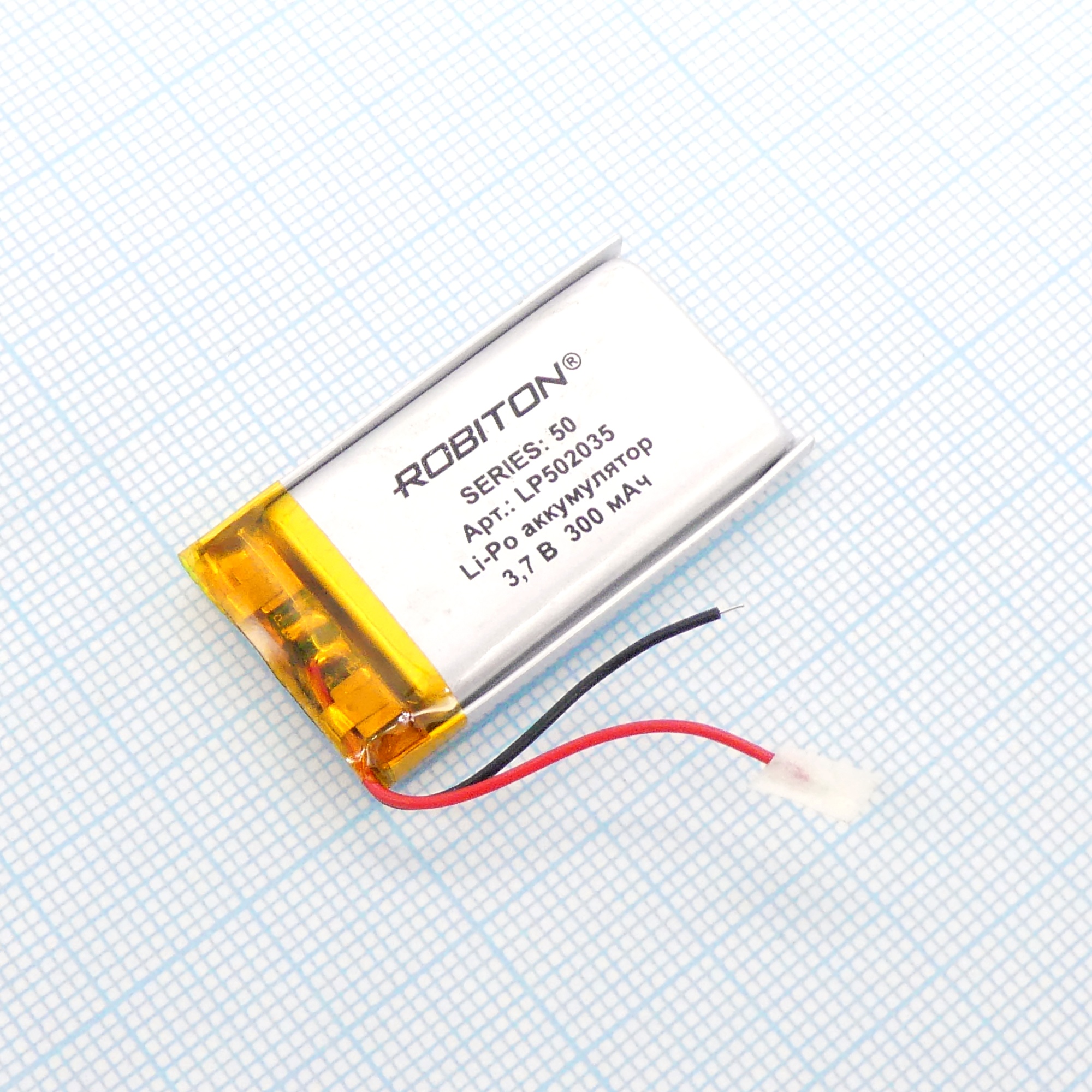 LP502035 - Аккумулятор литий-полимерный (Li-Pol) 5*20*35мм, с защитой