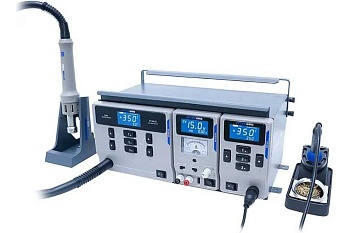 MS-300 - Паяльно-ремонтный комплекс 3 в 1, термофен ST-862D, паяльная станция ST-965 65Вт, блок питания APS15-3A, 2 подставки, все объеденено в один блок