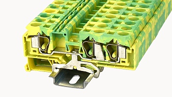 Заземляющая клемма WS10-TW-PE-01P-1C - Заземляющая клемма, 3 точки подключения, тип фиксации провода: пружинный, номинальное сечение: 10 мм кв., ширина: 10 мм, цвет: желто-зеленый, тип монтажа: DIN35