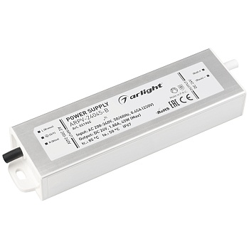 Блок питания ARPV-24045-B (24V, 1.9A, 45W) 021965 - Источник напряжения с гальванической развязкой для светодиодных изделий. Входное напряжение 200-240 VAC. Выходные параметры: 24 В, 1,88 А, 45 Вт. Встроенный PFC >0,5. Герметичный алюминиевый корпус IP 67
