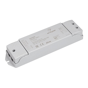 Диммер SMART-DALI (12-24V, 1x15A) 028420 - Диммер DALI для одноцветных светодиодных лент. 1 адрес устройства, 1 канал управления. Питание/выход DC 12-24V, ток нагрузки 1x15A, максимальная суммарная мощность нагрузки 180-360W. Размер 175х45х27 мм.