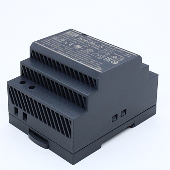 HDR-100-12N - AC-DC, 90Вт, вход 85...264 В AC 47...63Гц/120...370В DC, выход 12В/7.5А, рег. выхода 12…13.8В, изоляция 3000В AC, в кожухе на DIN-рейку, 70х90х54.5мм, -30...+70°С, расширенный диапазон регулировки Uвых