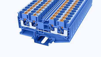Проходная клемма DS6-QU-01P-12 - Проходная клемма, 4 точки подключения, тип фиксации провода: Push-in, номинальное сечение: 6 мм кв., 41A, 1000V, ширина: 8,2 мм, цвет: синий, втычная перемычка, тип монтажа: DIN35