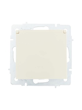 Розетка 1-м СП Vesna с заземл. с крышкой ПБТ механизм кремов. 742-0388-123B