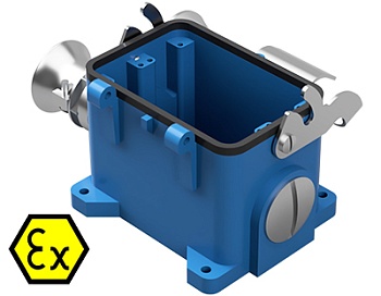 Закрытое основание разъема EX 70.331.4836.3 - Основание разъема на панель, закрытое, типоразмер 48B, взрывозащищита, с уплотнителем, 1 кабельный ввод M25x1,5, с разгрузкой на изгиб, IP54, с левым расположением, с одной защелкой, без защитной крышки, матер