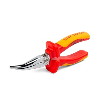 Длинногубцы изогнутые диэлектрические 160 мм серия Профи - для работ под напряжением до 1000 В, стандарт VDE, захват и удержание плоских и круглых деталей