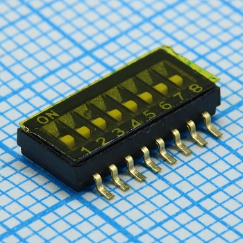L-KLS7-KPR-08-N-11 - DIP переключатель 8 групп SMD монтаж шаг 1.27мм 0.025А 24В с плёнкой на ленте