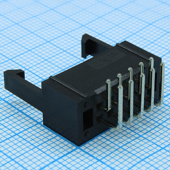 DS1013-01-10RSIB-B - IDC разъем, вилка на плату угловая двухрядная 10pin(2x5)., шаг 2.54мм с фиксатором