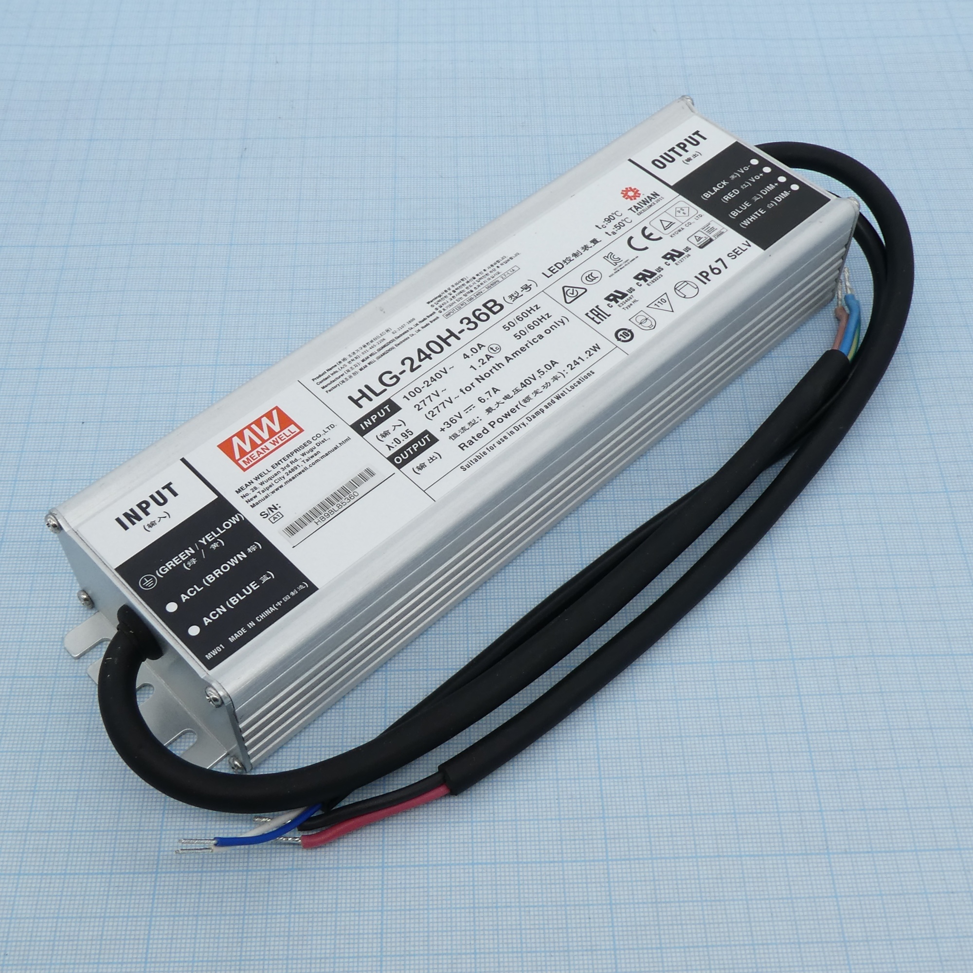 HLG-240H-36B - AC/DC драйвер электропитания светодиодов, 240 Вт