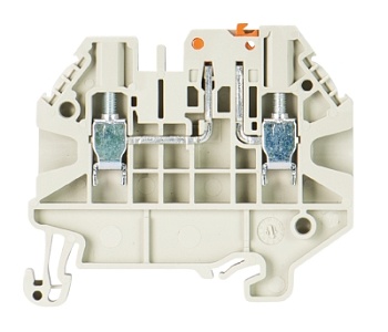 Клемма WT2.5 TKM P 58.503.2355.0 - Клемма с ножевым размыкателем с тестовыми гнездами, тип фиксации провода: винтовой, номинальное сечение: 2,5 мм кв., 20A, 500V, ширина: 5 мм, цвет: серый, тип монтажа: DIN 35